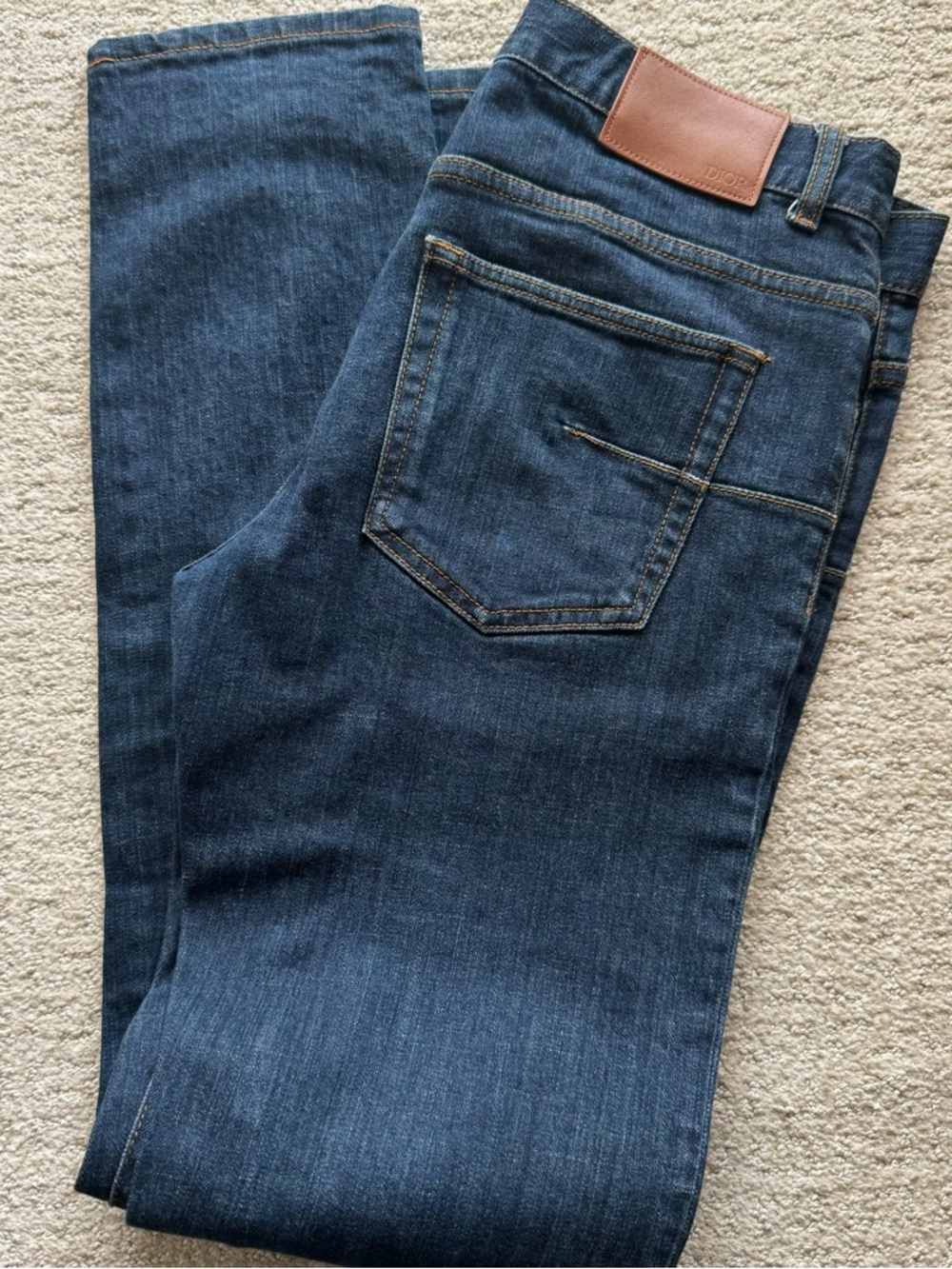 Dior Long Slim-Fit Dior Oblique Jeans 17.5 Size 31 Dark Wash